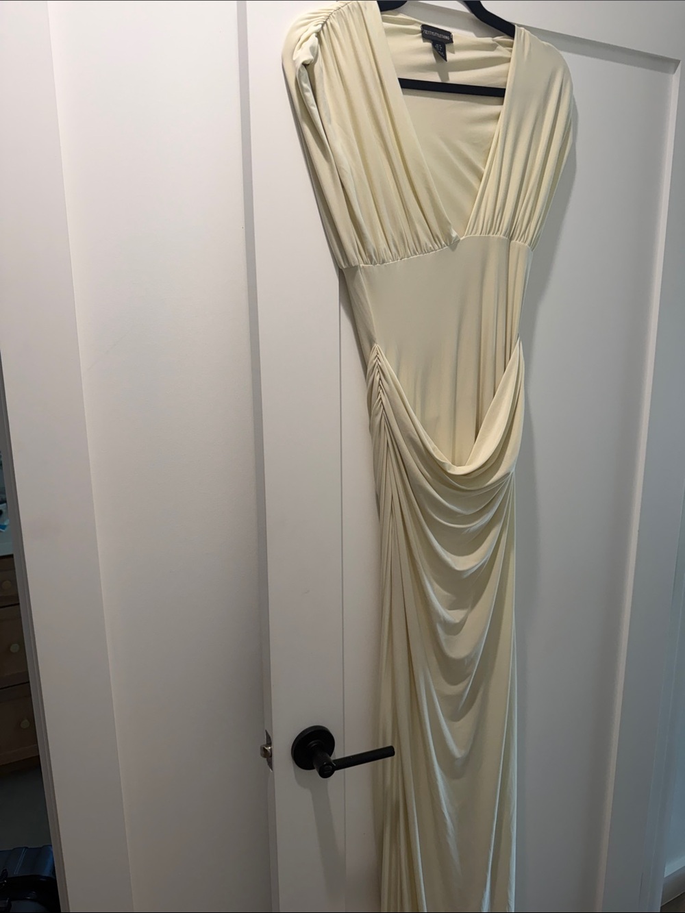 PrettyLittleThing Cream Draped V-Neck Maxi Dress